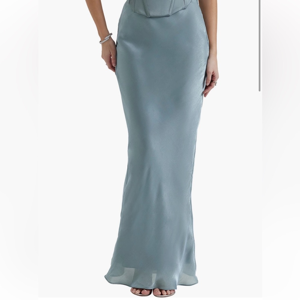 House of CB Blue Trumpet Maxi Skirt for Work NWOT